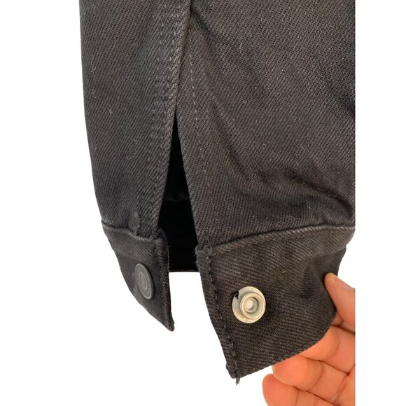 Levi Mens Black Denim Sherpa-Lined Trucker Jacket M RII10590 EUC Snap - Picture 12 of 14